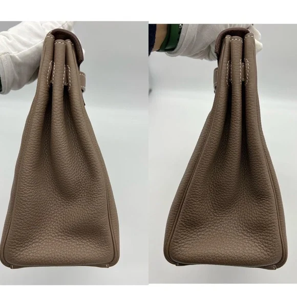 Authentic Hermès Togo Retourne Kelly 35 in Etoupe - Picture 6 of 11